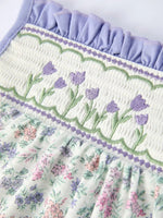 Rylee Faith Designs Purple Floral Smocked Embroidery Baby Girls Bloomers Set - 