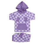 Organic Purple Haze Checker Hooded Jogger Set by Sweet Bamboo at Everetts Place