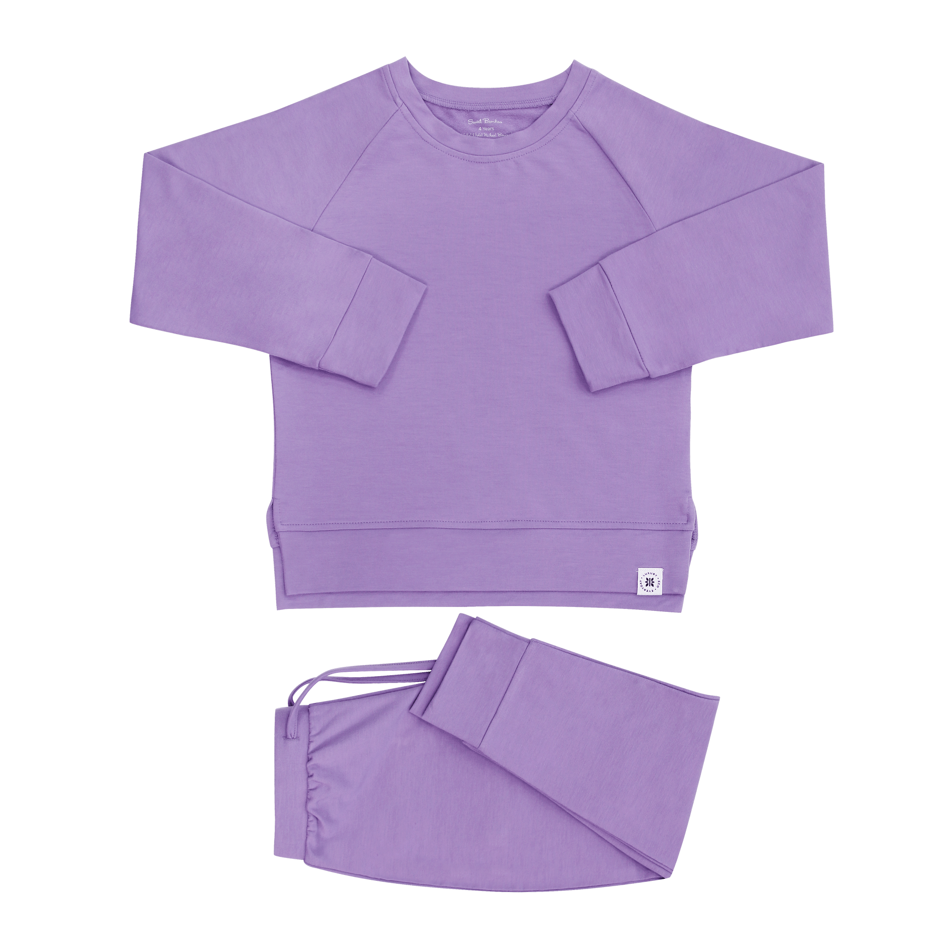 Purple Lily Crew Neck Jogger Set For Kids With Pocket Sweet Bamboo Everetts Place: Online Boutique