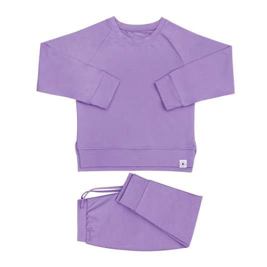 Purple Lily Crew Neck Jogger Set For Kids With Pocket Sweet Bamboo Everetts Place: Online Boutique