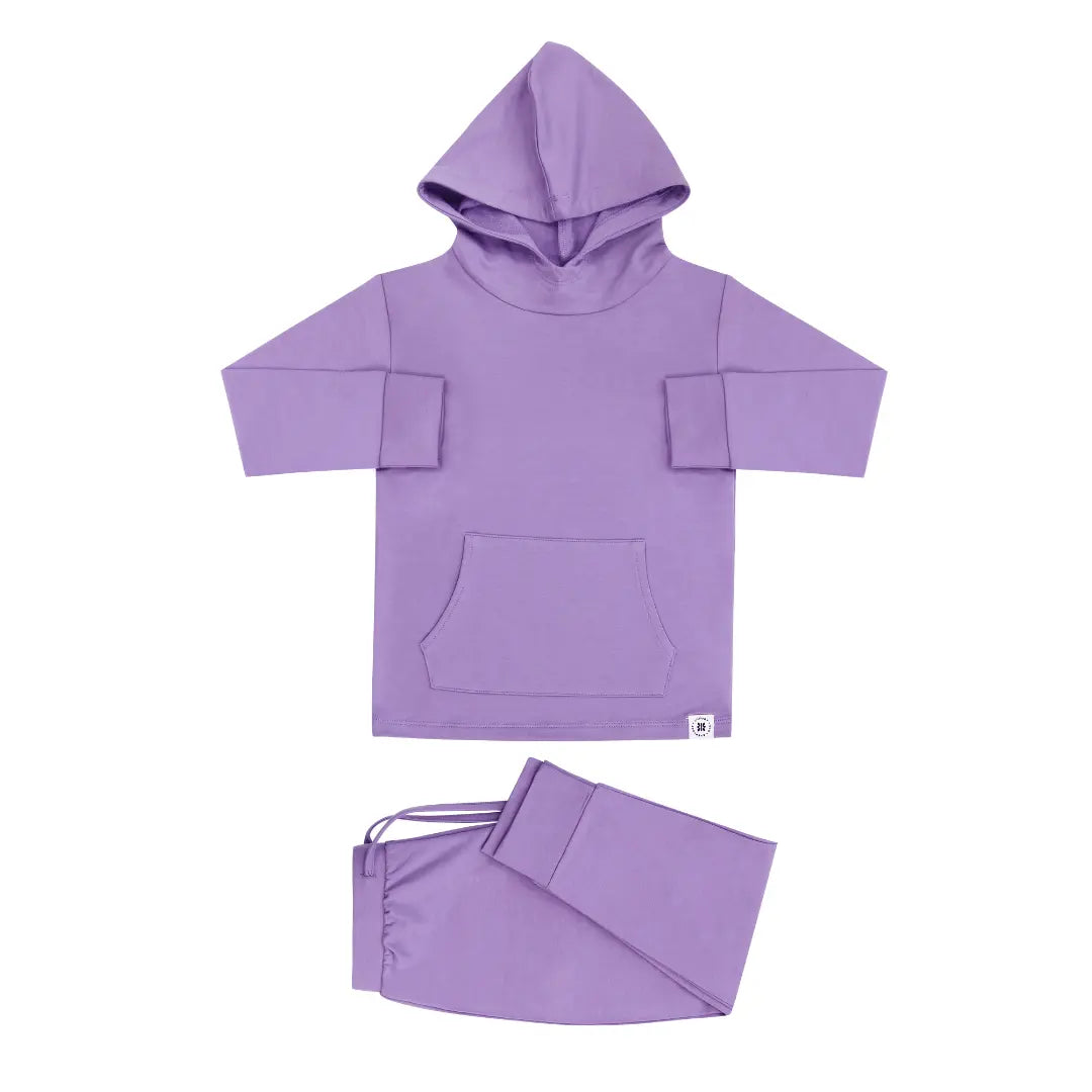 Sweet Bamboo Purple Lily Hooded Jogger Set - 