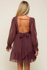 PinkBlush Purple Pleated Knotted Long Sleeve Maternity Dress - 