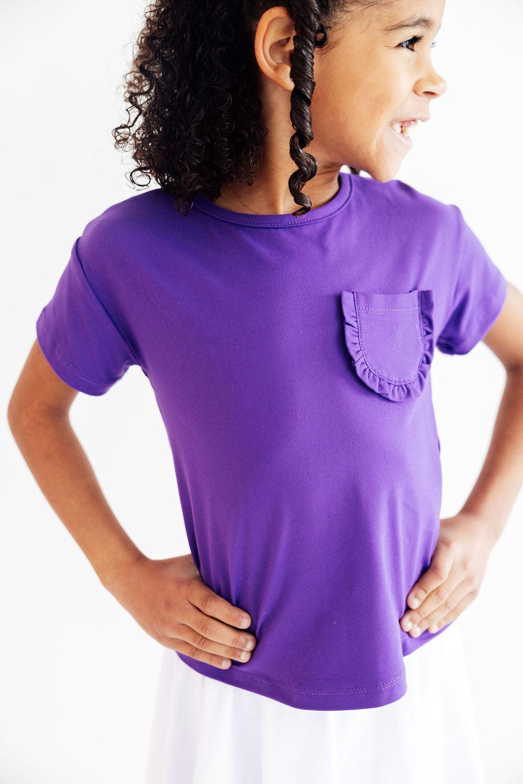 Mila & Rose ® Trendy Ruffle Pocket Tee for Girls - Boxy Fit, Perfect for Active Days -