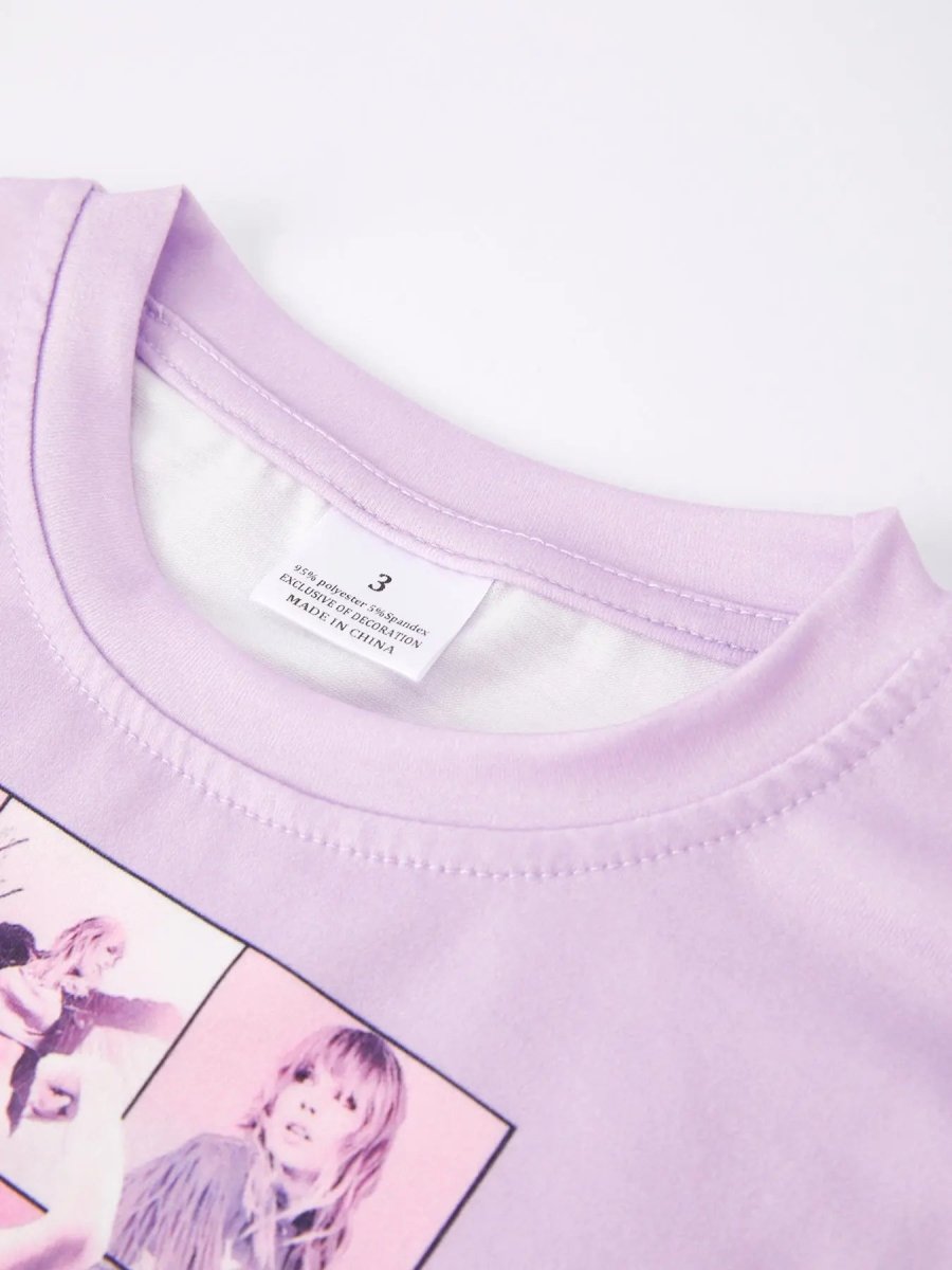 Rylee Faith Designs Purple Top And TS Print Bell Bottom Pants Girls Set - Everetts Place Boutique - 