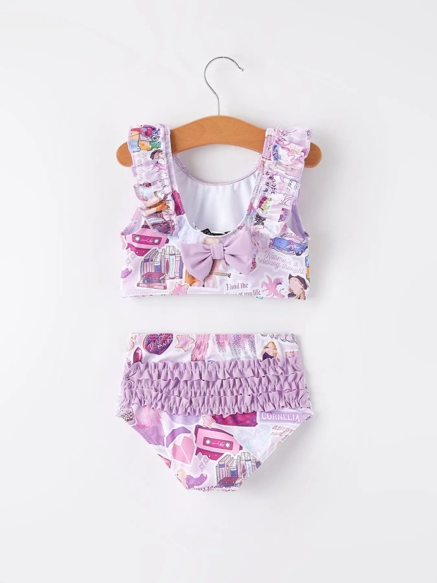 Rylee Faith Designs Purple TS Girls Boutique Swimsuit Ruffle One Piece Cute - 