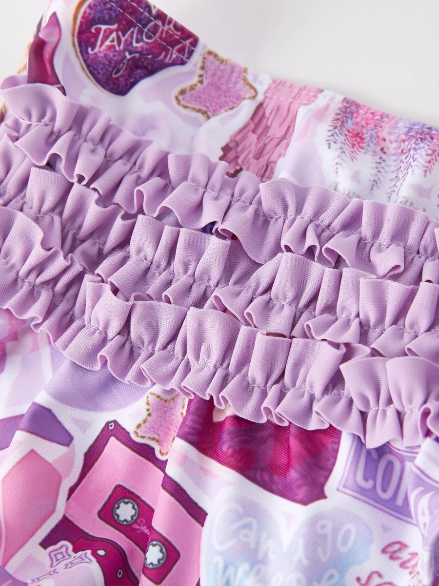 Rylee Faith Designs Purple TS Girls Boutique Swimsuit Ruffle One Piece Cute - 