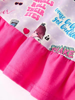 Rylee Faith Designs Purple TS Print Ruffle Girls' Short Sleeve Dress - 