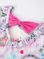 Rylee Faith Designs Purple TS Print Ruffle Girls' Short Sleeve Dress - 