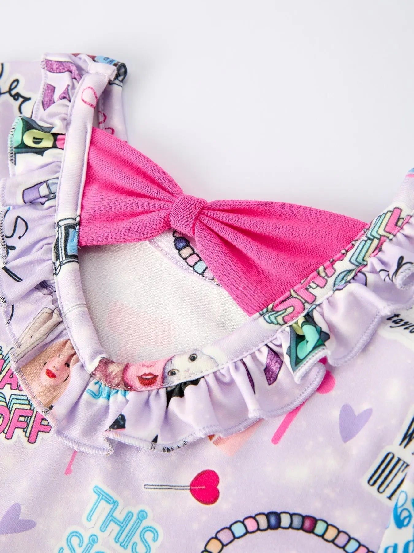 Rylee Faith Designs Purple TS Print Ruffle Girls' Short Sleeve Dress - 