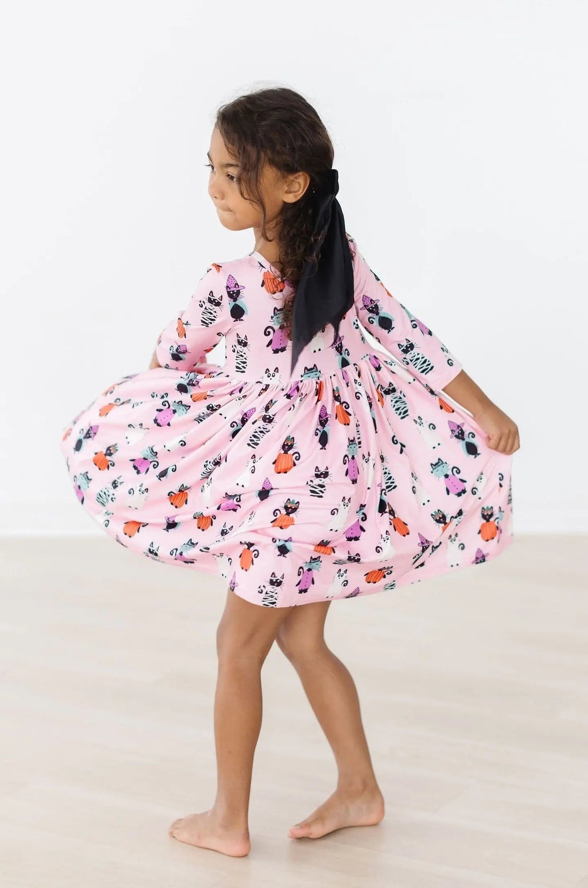 Mila & Rose ® Purr - fectly Spooky 3/4 Sleeve Pocket Twirl Dress - 
