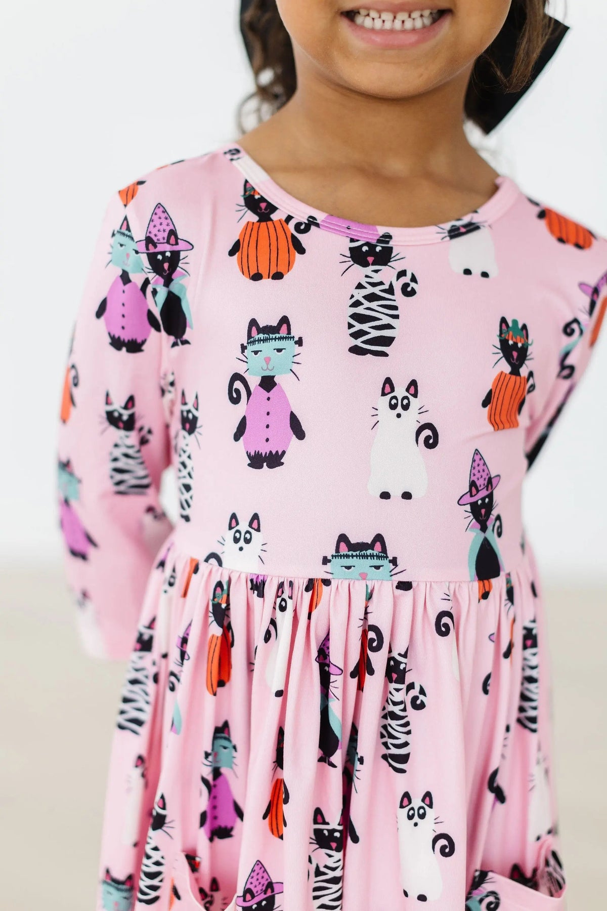Mila & Rose ® Purr - fectly Spooky 3/4 Sleeve Pocket Twirl Dress - 