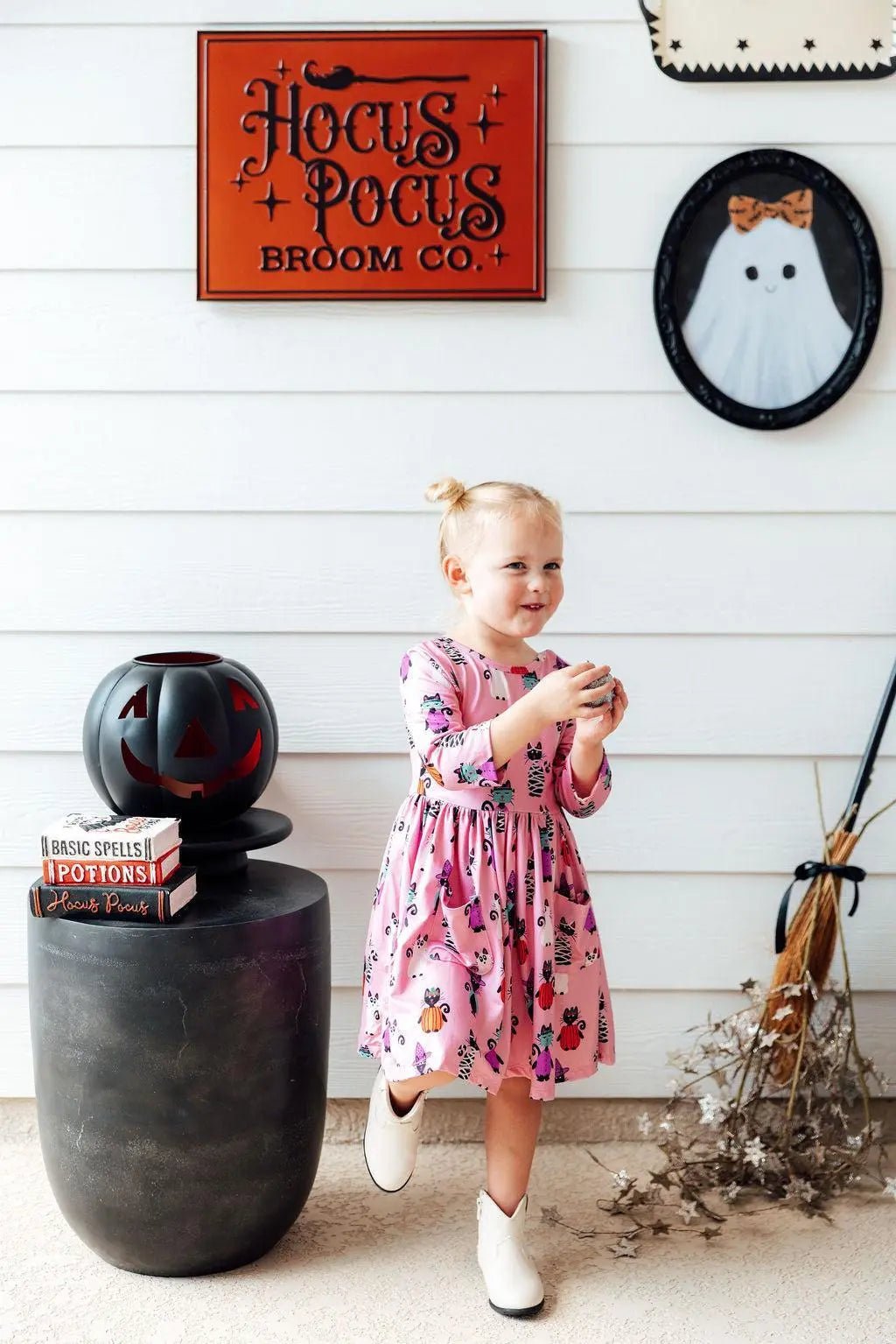 Mila & Rose ® Purr - fectly Spooky 3/4 Sleeve Pocket Twirl Dress - 
