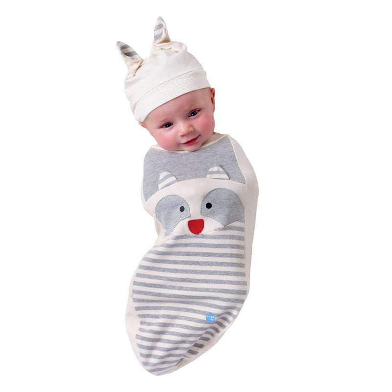 Raccoon Baby SwaddleThis set includes a cocoon swaddle, headpiece, and newborn announcement card. Made of soft, high-quality fabric with a blend of 95% cotton and 5% Lycra, it is suitabEveretts Place: Online Boutique 