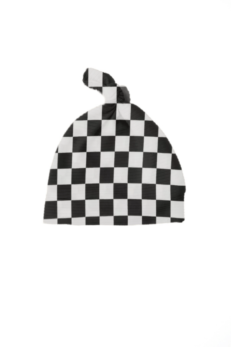Little Mae & Co Race Black Checkered Knotted Hat - 
