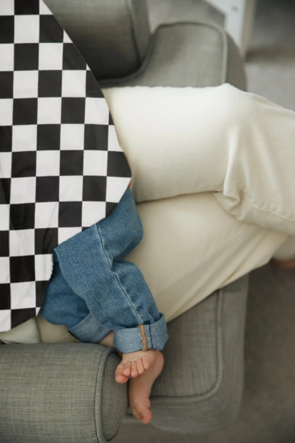 Little Mae & Co Race Black & White Checkered Carseat Cover - 