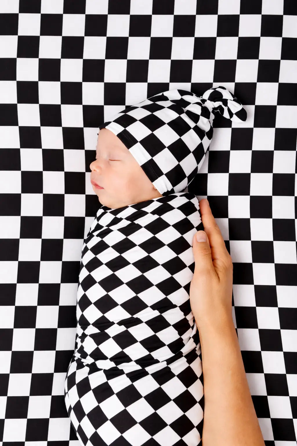 Little Mae & Co Race Black & White Checkered Stretch Swaddle - 