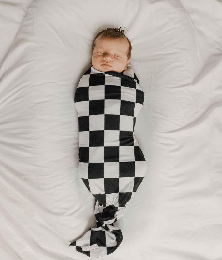 Little Mae & Co Race Black & White Checkered Stretch SwaddleEveretts Place