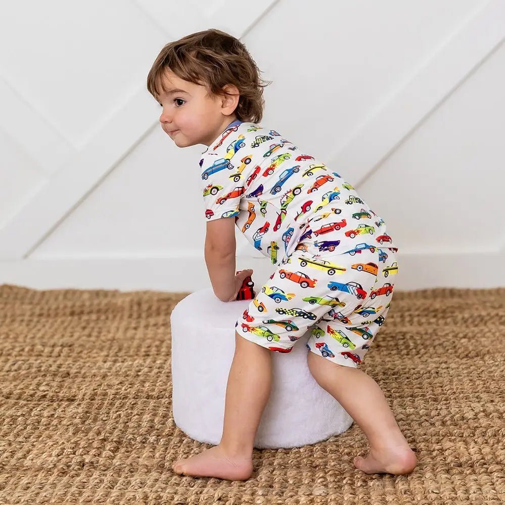 Bestaroo Racing Cars Bamboo Pajama Shorts Set for Kids Sleepwear - 