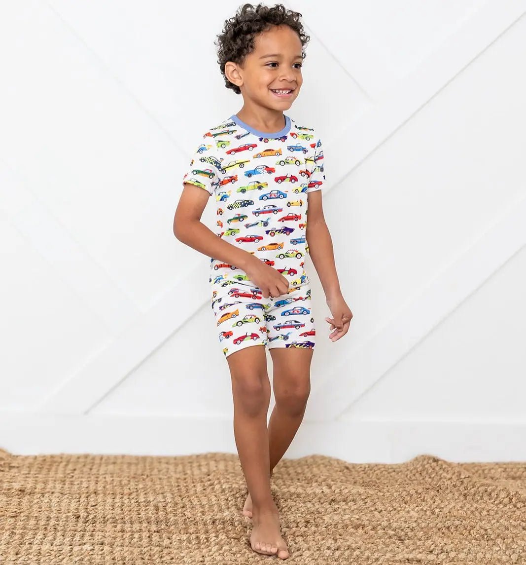 Bestaroo Racing Cars Bamboo Pajama Shorts Set for Kids Sleepwear - 
