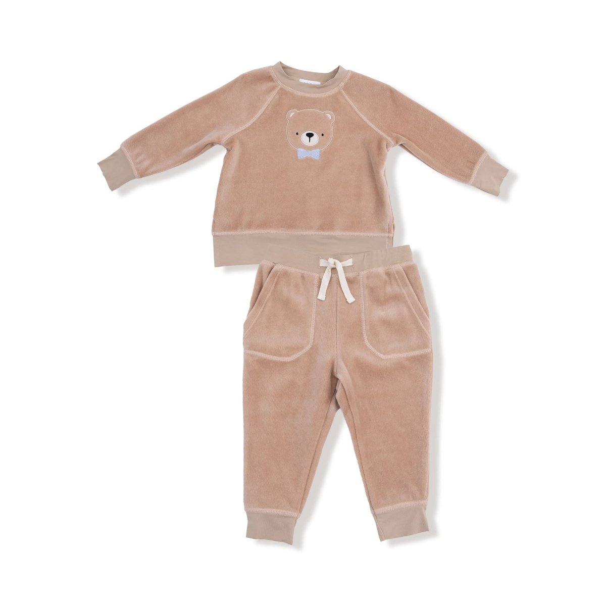 Angel Dear Raglan Sweatshirt and Jogger Set with Teddy Bear Applique - Everetts Place Boutique - 