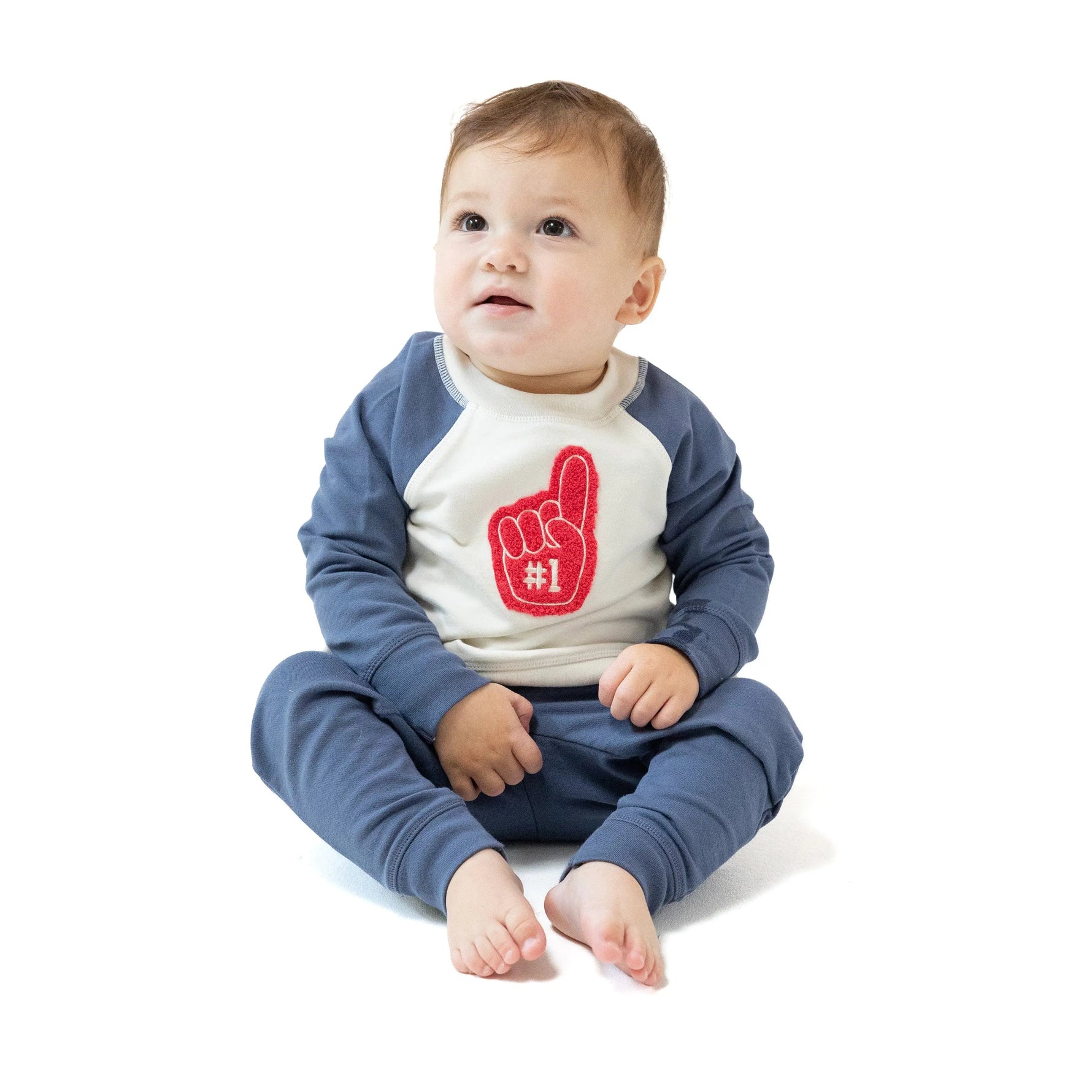 Angel Dear Raglan Sweatshirt with Red Number One Chenille Applique - 