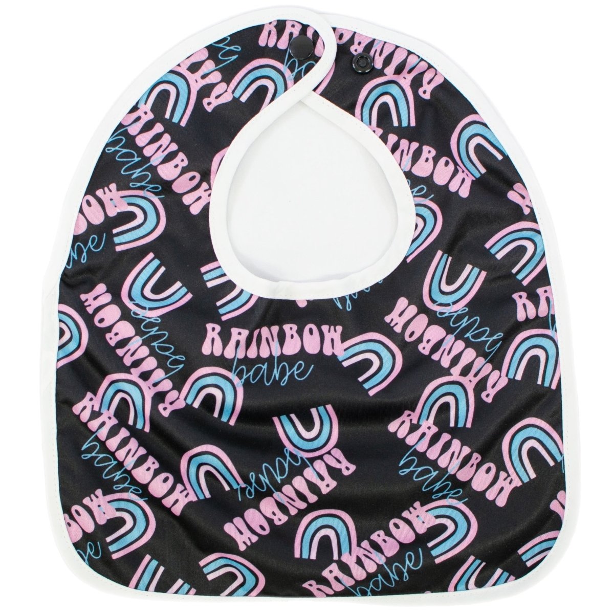Texas Tushies Rainbow Babe Flip Bib with Pocket for Mess - Free Feeding for Babies - 