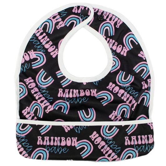 Rainbow Babe Flip Bib With Pocket Water Resistant Machine Washable Texas Tushies