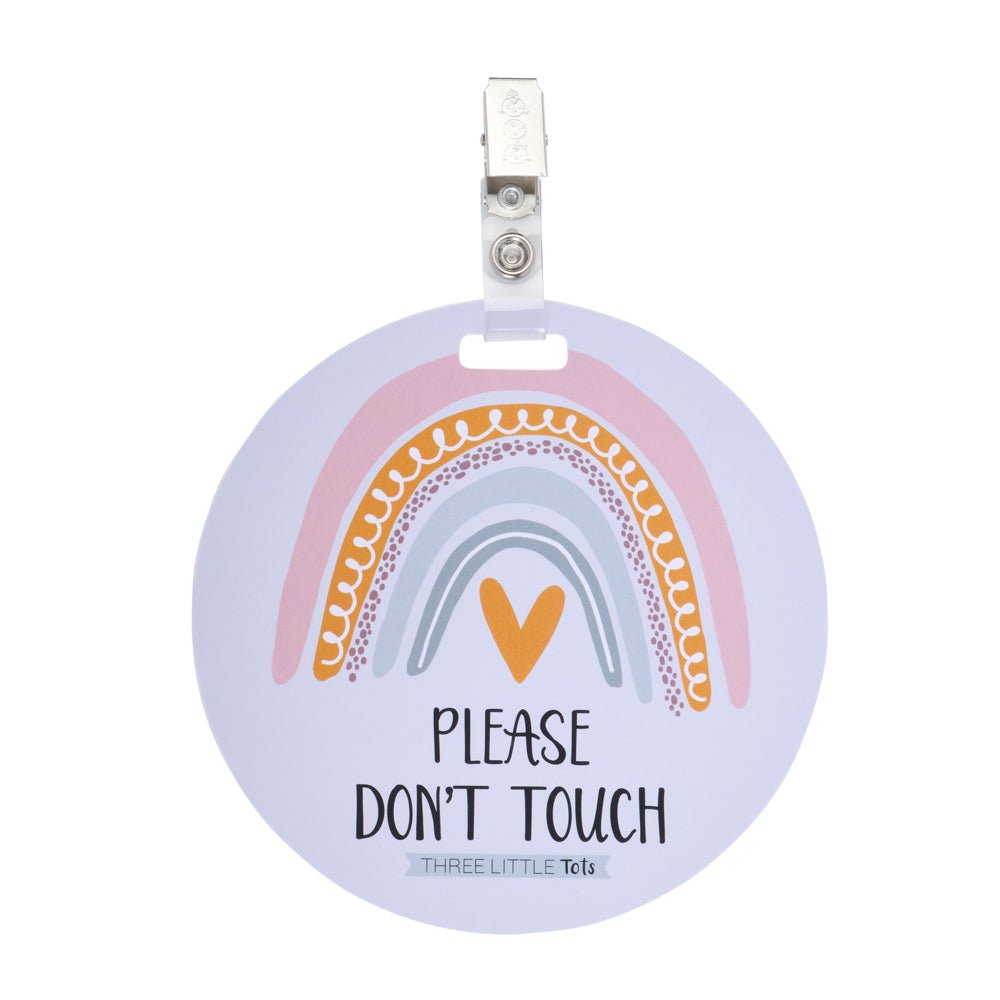 Three Little Tots Rainbow Baby No Touching Car Seat Sign Tag - 