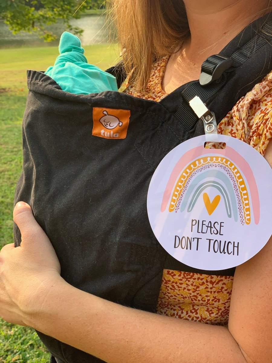 Three Little Tots Rainbow Baby No Touching Car Seat Sign Tag - 