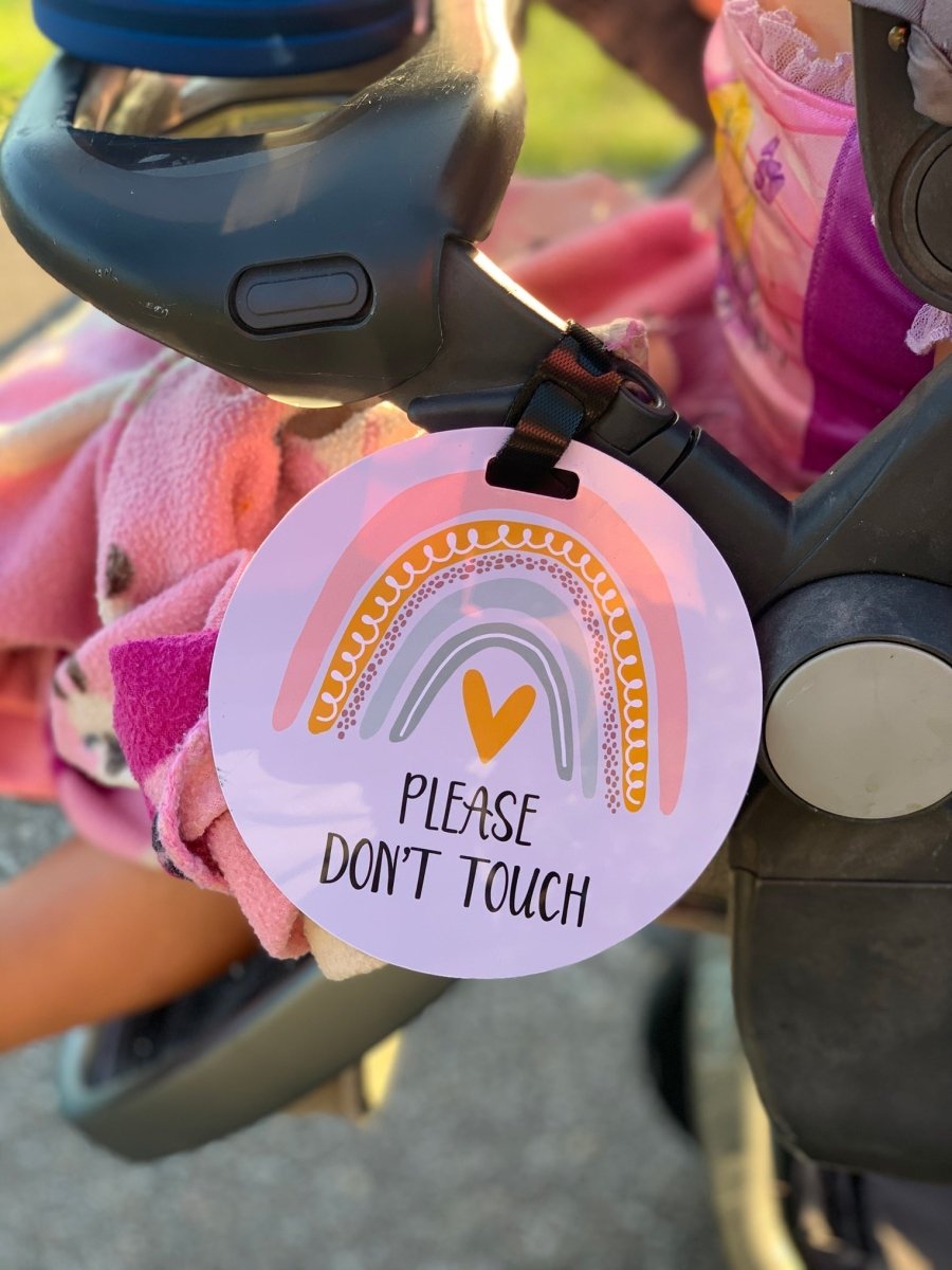 Three Little Tots Rainbow Baby No Touching Car Seat Sign Tag - 