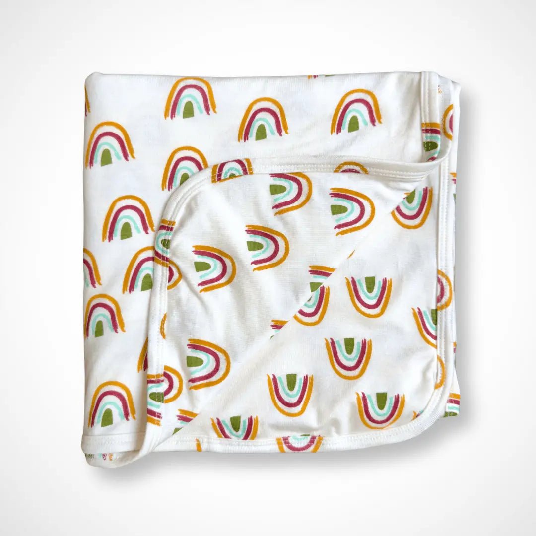 Kolorful Rainbow Bamboo Blanket Soft Stretchy Swaddle Receiving Nursing Cover - Everetts Place Boutique - 