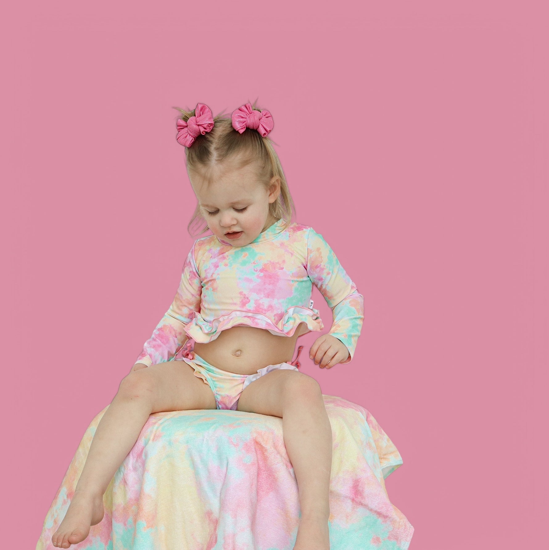 DREAM BIG LITTLE CO RAINBOW CLOUDS DREAM 2 - PIECE RASH GUARD RUFFLE SWIM SUITEveretts Place