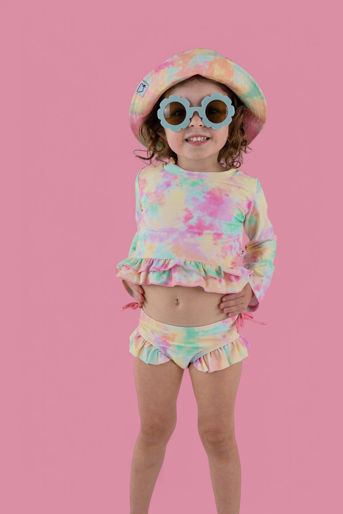 DREAM BIG LITTLE CO RAINBOW CLOUDS DREAM 2 - PIECE RASH GUARD RUFFLE SWIM SUITEveretts Place