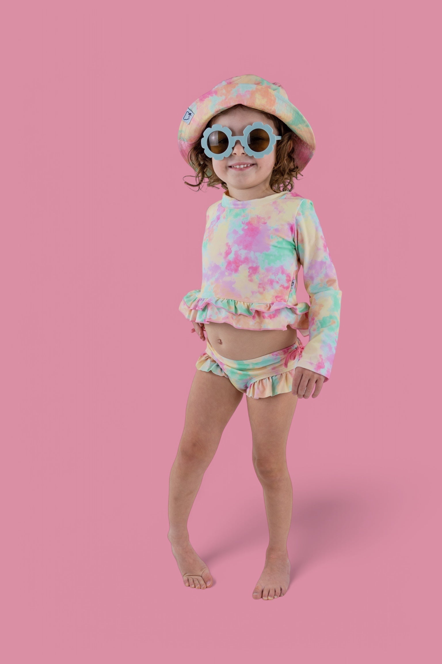 DREAM BIG LITTLE CO RAINBOW CLOUDS DREAM 2 - PIECE RASH GUARD RUFFLE SWIM SUITEveretts Place