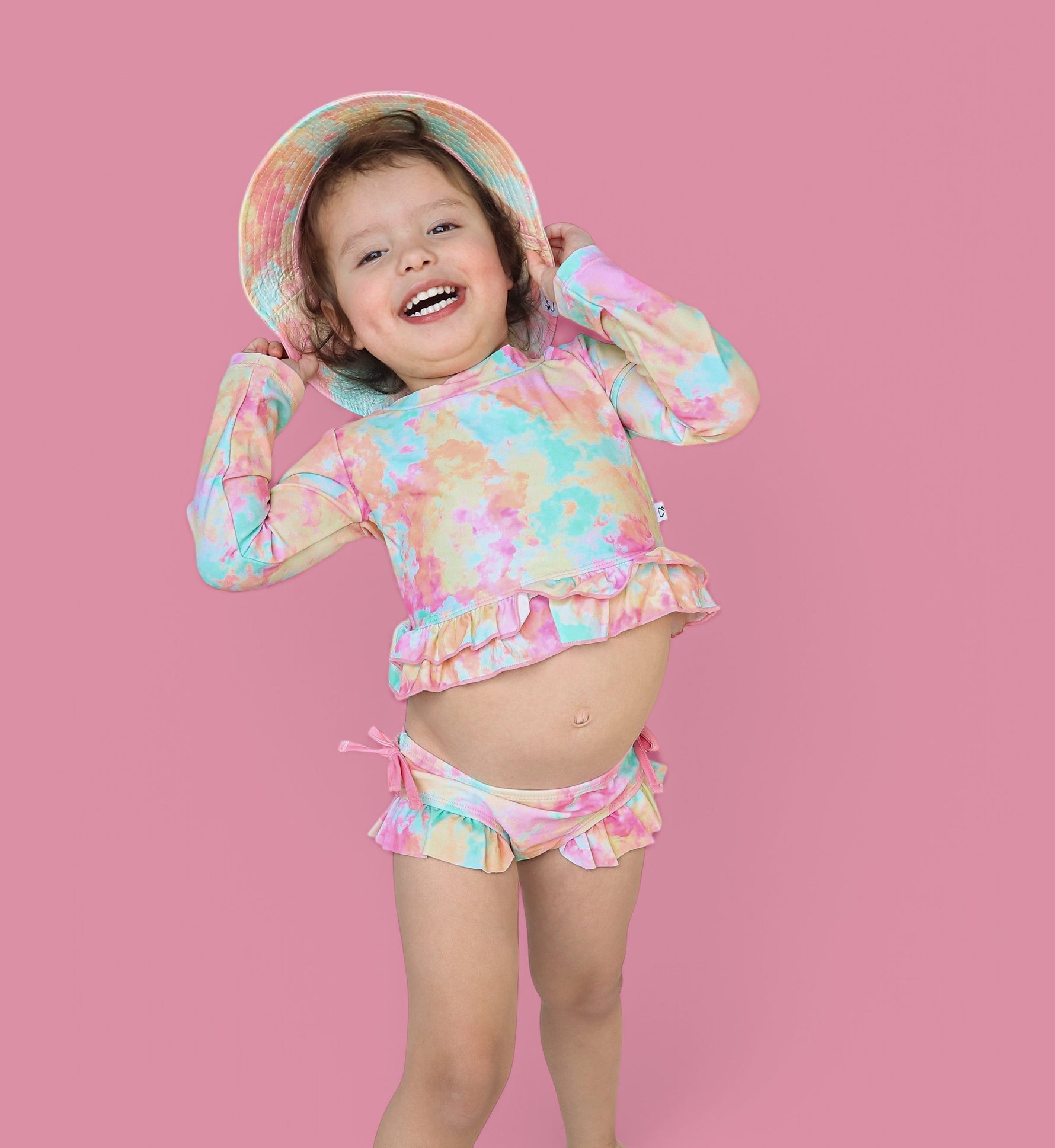 DREAM BIG LITTLE CO RAINBOW CLOUDS DREAM 2 - PIECE RASH GUARD RUFFLE SWIM SUITEveretts Place