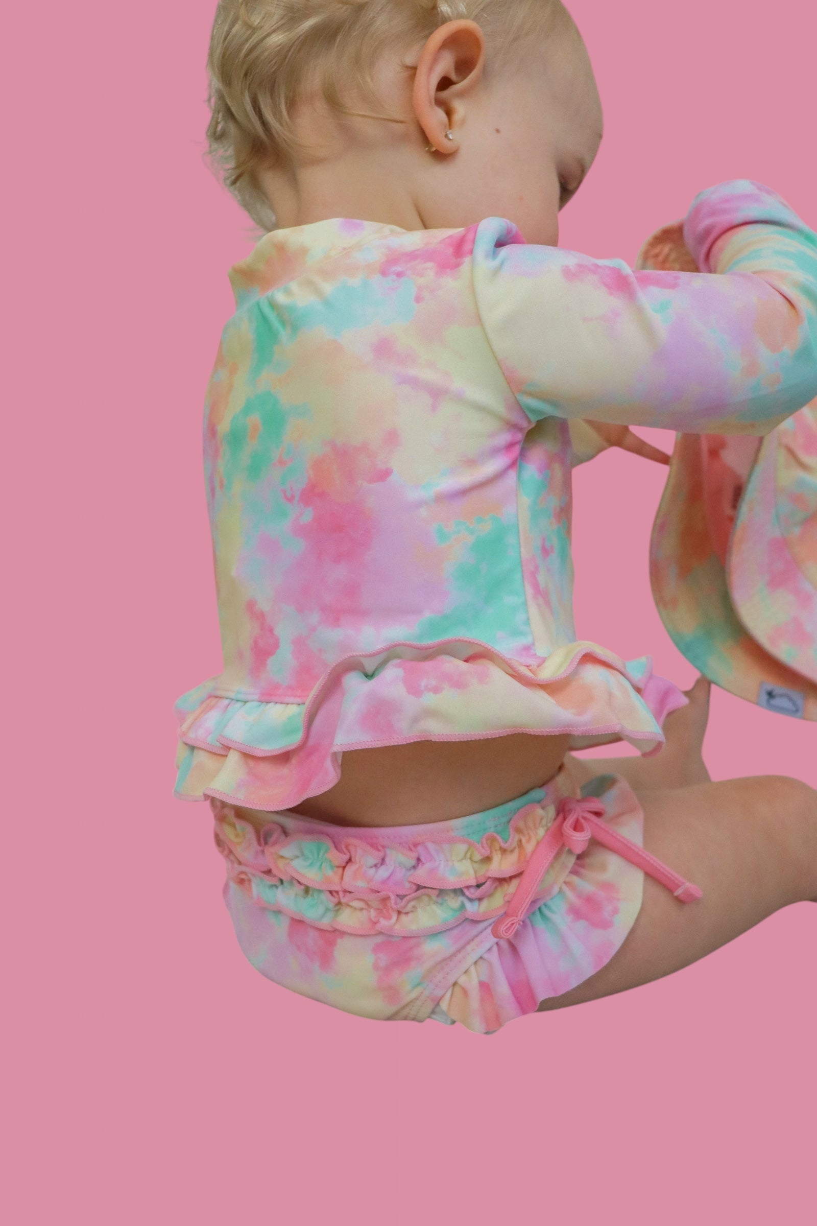 DREAM BIG LITTLE CO RAINBOW CLOUDS DREAM 2 - PIECE RASH GUARD RUFFLE SWIM SUITEveretts Place