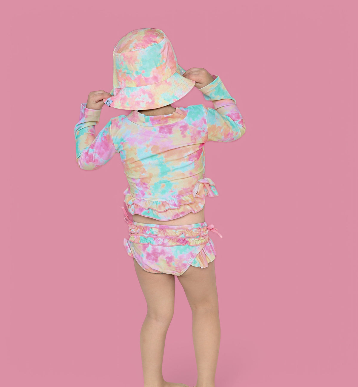 DREAM BIG LITTLE CO RAINBOW CLOUDS DREAM 2 - PIECE RASH GUARD RUFFLE SWIM SUITEveretts Place
