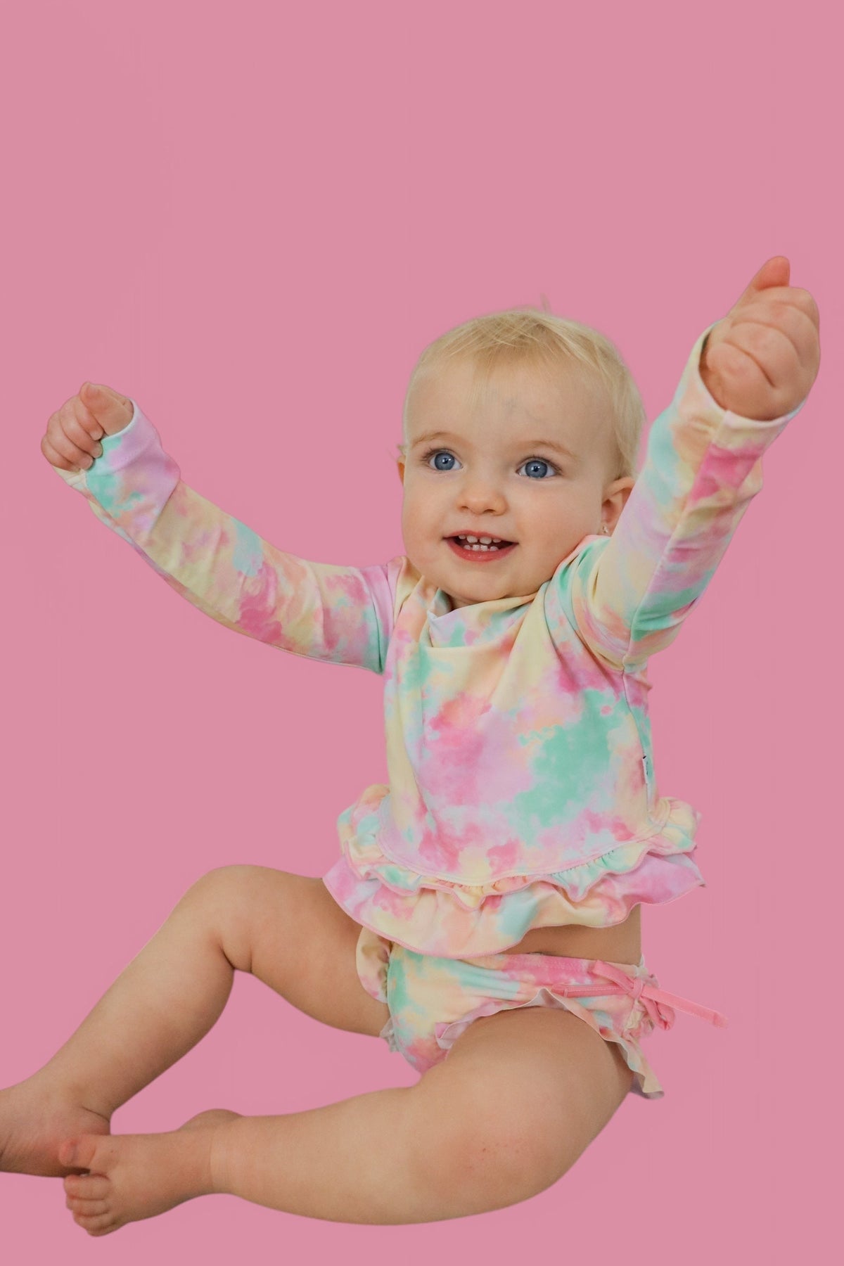 DREAM BIG LITTLE CO RAINBOW CLOUDS DREAM 2 - PIECE RASH GUARD RUFFLE SWIM SUITEveretts Place