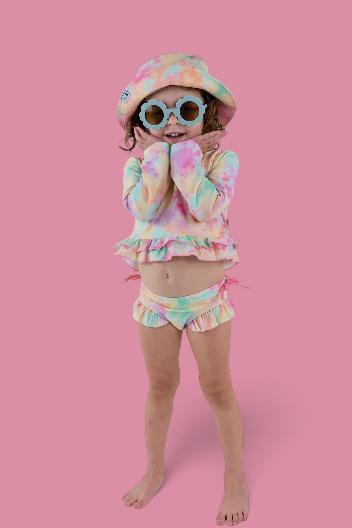 DREAM BIG LITTLE CO RAINBOW CLOUDS DREAM 2 - PIECE RASH GUARD RUFFLE SWIM SUITEveretts Place
