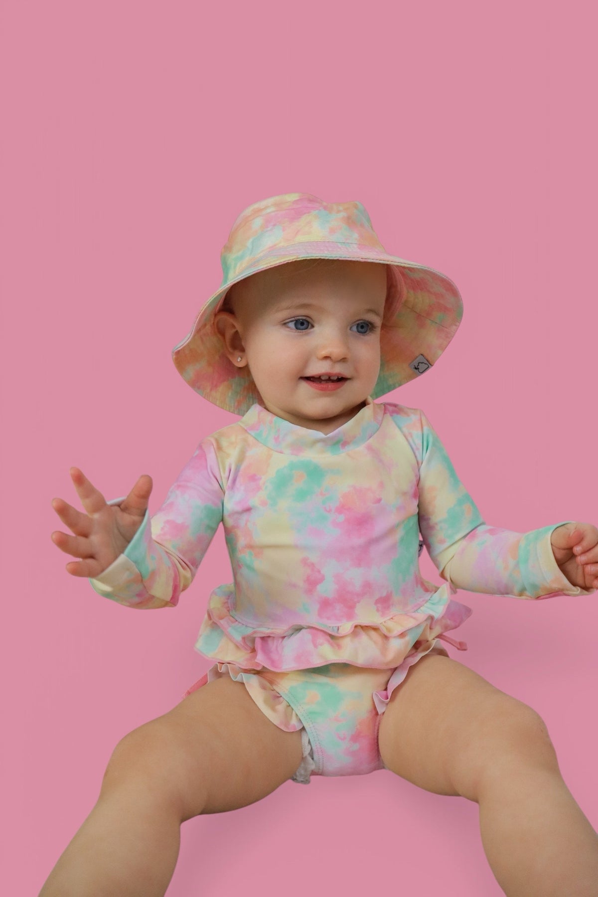 DREAM BIG LITTLE CO RAINBOW CLOUDS DREAM 2 - PIECE RASH GUARD RUFFLE SWIM SUITEveretts Place