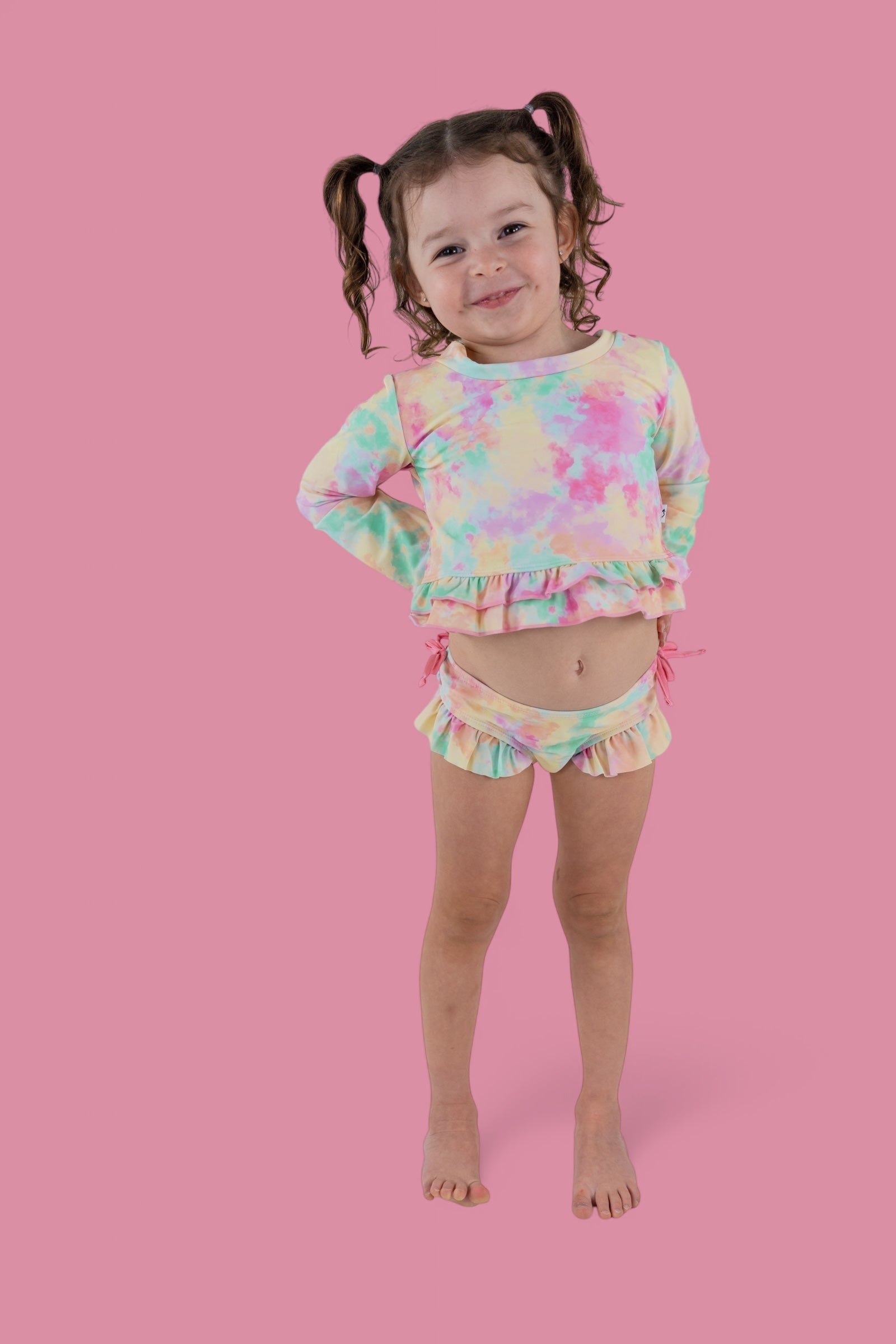 DREAM BIG LITTLE CO RAINBOW CLOUDS DREAM 2 - PIECE RASH GUARD RUFFLE SWIM SUITEveretts Place
