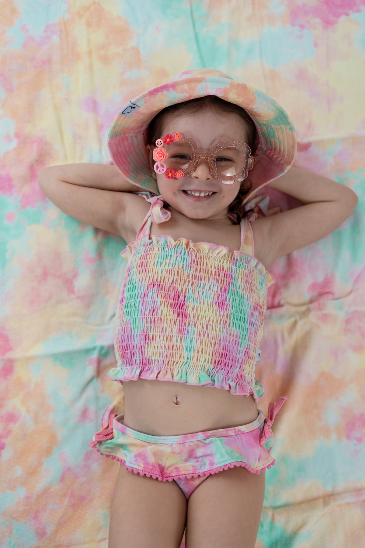 DREAM BIG LITTLE CO RAINBOW CLOUDS DREAM SMOCKED TANKINI TWO PIECE SWIM SUITEveretts Place