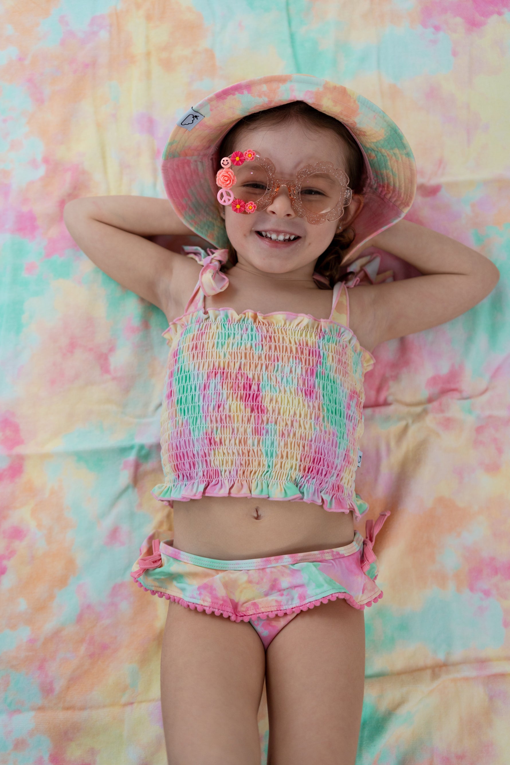 DREAM BIG LITTLE CO RAINBOW CLOUDS DREAM SMOCKED TANKINI TWO PIECE SWIM SUITEveretts Place