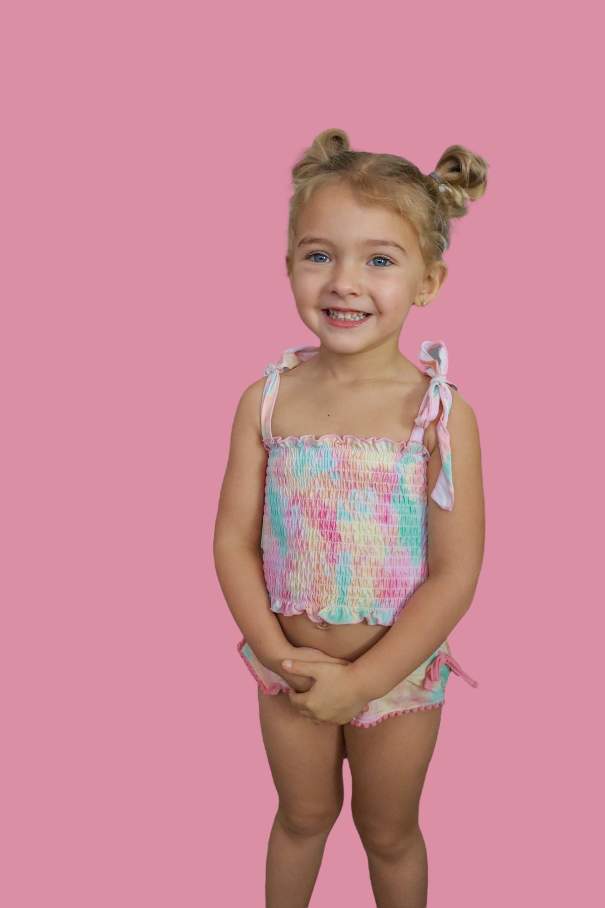 DREAM BIG LITTLE CO RAINBOW CLOUDS DREAM SMOCKED TANKINI TWO PIECE SWIM SUITEveretts Place
