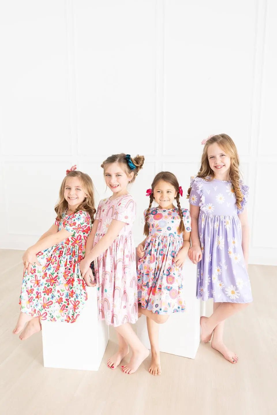 Mila & Rose ® Rainbow Daisies S/S Pocket Twirl Dress - 