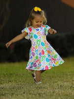 Rylee Faith Designs Rainbow Easter Egg Bow Girls Dress - 