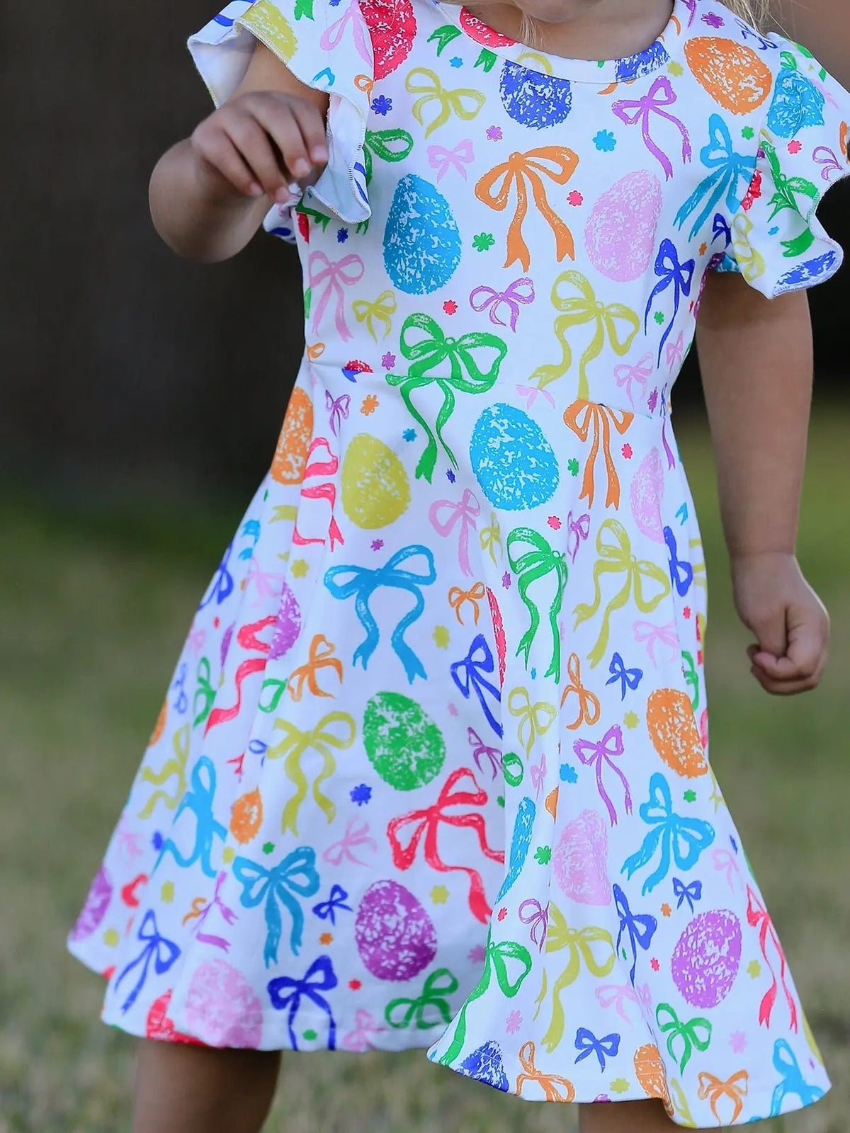 Rylee Faith Designs Rainbow Easter Egg Bow Girls Dress - 