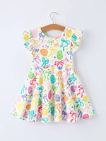 Rylee Faith Designs Rainbow Easter Egg Bow Girls Dress - 