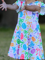 Rylee Faith Designs Rainbow Easter Egg Bow Girls Dress - 
