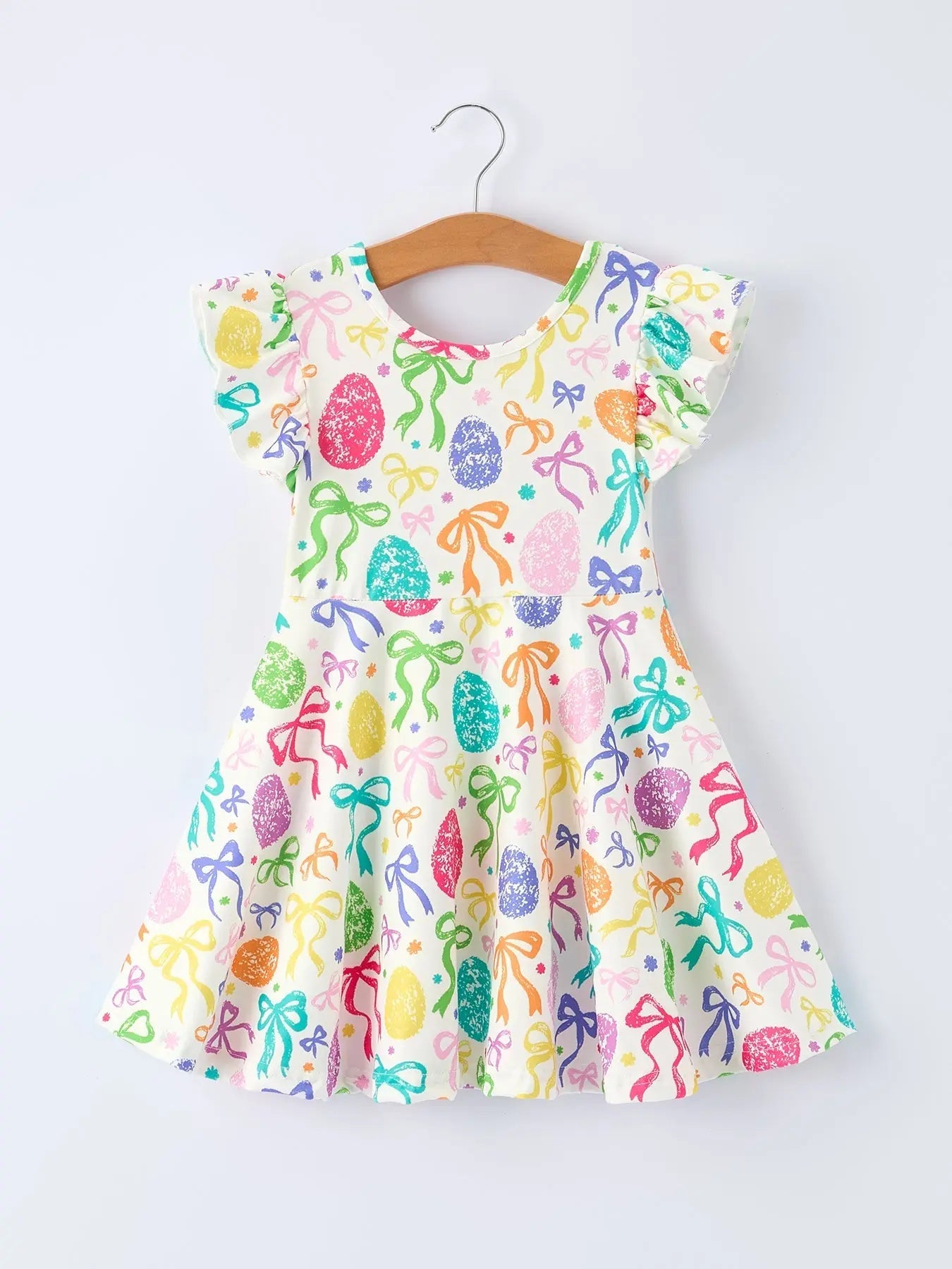 Rylee Faith Designs Rainbow Easter Egg Bow Girls Dress - 